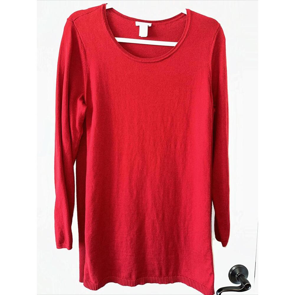 J. Jill Women's Medium Long Sleeve Pullover Tunic Sweater Red